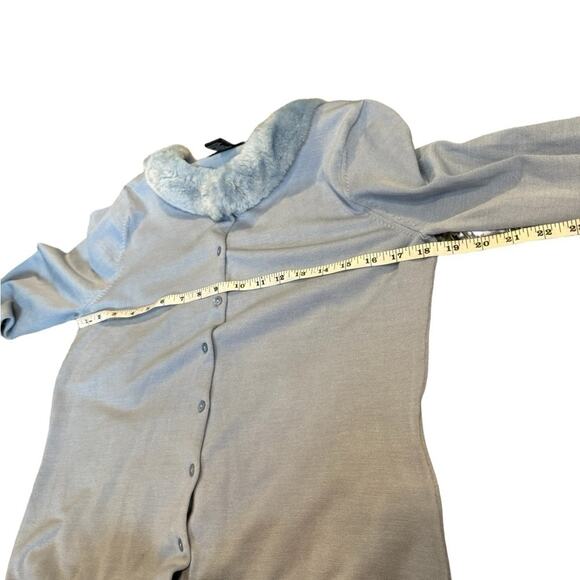 Silx by August Silk Blue Faux Fur Cardigan Women's Size Large - Picture 8 of 9